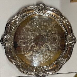 Elegant Silver Plated Ornate Serving Tray